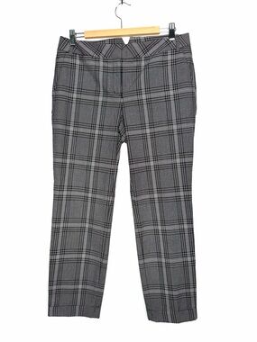 Express Editor Plaid Trouser Pants Gray and Black Size 10